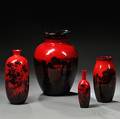 Four Royal Doulton Flambe Vases