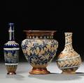 Three Doulton Lambeth George Tinworth Decorated Stoneware Items