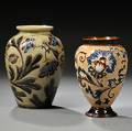 Two Doulton Lambeth Mark V Marshall Decorated Stoneware Vases