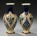Pair of Doulton Lambeth Frank Butler Decorated Vases