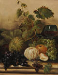 British School 19th20th Century Still Life with Fruit and Wine