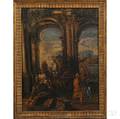 Manner of Giovanni Paolo Panini Italian 16911765 Classical Landscape with Figures
