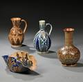 Four Doulton Lambeth Frank Butler Decorated Stoneware Items