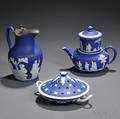 Three Wedgwood Dark Blue Jasper Dip Items