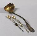 Four Sterling Silver Demitasse Souvenir Spoons and a Punch Ladle