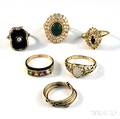 Six Mostly 14kt Gold Gemset Rings