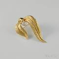 14kt Gold and Diamond Leaf Brooch