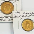 1930 George V South African Sovereign and 1911 George V Half Sovereign Gold Coins 