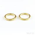 Pair of 18kt Gold and Diamond Bands