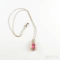 Platinum Pink Spinel and Diamond Enhancer Pendant