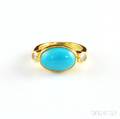 22kt Gold Sleeping Beauty Turquoise and Diamond Ring