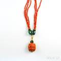 Coral and Emerald Necklace