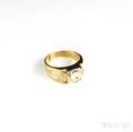 Gentlemans 14kt Bicolor Gold and Diamond Ring