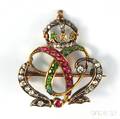 14kt Goldmounted Gemset Crown Pin