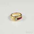 14kt Gold Ruby and Diamond Buckle Ring
