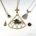 Six Gold Necklaces and Pendants