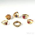Six 14kt Gold Gemset Rings