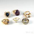 Five 14kt Gold Gemset Rings