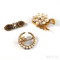 Three Gold and Pearl Brooches