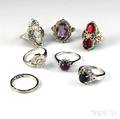 Seven White Gold Gemset Rings
