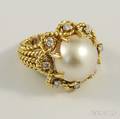 18kt Gold Mabe Pearl and Diamond Cocktail Ring
