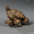 Viennese Coldpainted Bronze Figure of a Quail Hen and Four Chicks