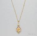 18kt Gold Citrine and Diamond Pendant Necklace