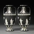 Pair of Wedgwood Black Jasper Dip Vases