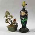 Hardstone Flowers and a Cloisonne Lamp