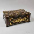 Chinese Export Lacquered and Gilt Sewing Box