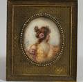 Brassframed Watercolor Portrait Miniature of a Maiden