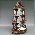 Large Victorian Carved Walnut Fourtier Etagere