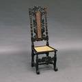 Charles IIstyle Blackpainted Caned and Carved Oak Side Chair