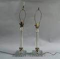Pair of Colorless Art Glass Table Lamps