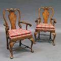 Pair of Queen Annestyle Mahogany Armchairs