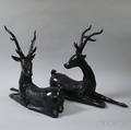 Pair of Blackpainted Cast Brass Deer