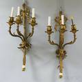 Pair of Louis XVIstyle Giltbronze Threelight Wall Sconces