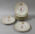 Set of Thirteen Chinese Export Armorial Porcelain Plates