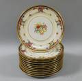 Set of Twelve French Porcelain Floraldecorated Dinner Plates