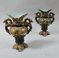 Pair of Wilhelm Schiller amp Sons Majolica Vases