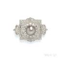 Edwardian Platinum Pearl and Diamond Plaque Brooch Cartier