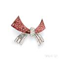 Platinum Ruby and Diamond Bow Brooch Oscar Heyman