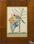Berks County Pennsylvania watercolor fraktur drawing of a bird