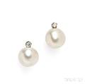 Antique Pearl and Diamond Earpendants