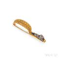 Archeological Revival 18kt Gold and Diamond Fibula