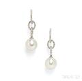 18kt White Gold South Sea Pearl and Diamond Earpendants