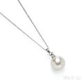 18kt White Gold South Sea Pearl and Diamond Pendant