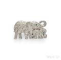 18kt White Gold and Diamond Elephant Brooch Cartier