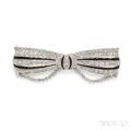 Art Deco Onyx and Diamond Bow Brooch