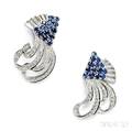 Pair of Platinum Sapphire and Diamond Dress Clips